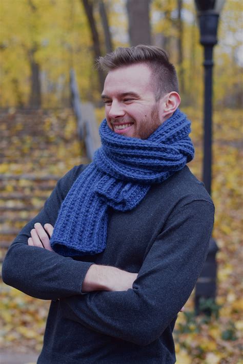 Knit Scarf for Men Wool Chunky Knitted Scarf Unisex Hand Knit - Etsy