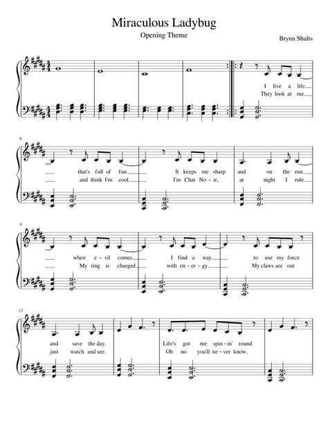 Miraculous Ladybug sheet music for Piano download free in PDF or MIDI