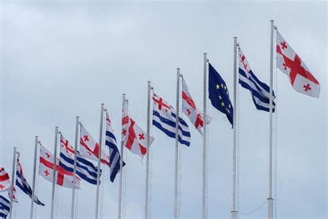 Flags Of Georgia And European Union Stock Photo - Image of europe ...