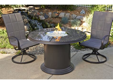 Outdoor GreatRoom Colonial Fiberglass 48 Round Crystal Fire Pit Dining ...