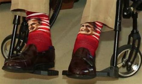 George H.W. Bush Wears Socks With His Own Face On Them