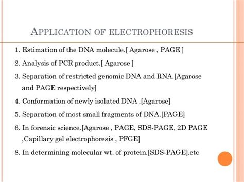 Electrophoresis and its application