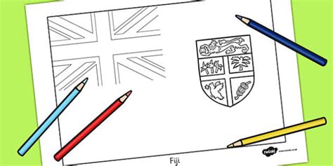 Fiji Flag Colouring Sheet (teacher made) - Twinkl