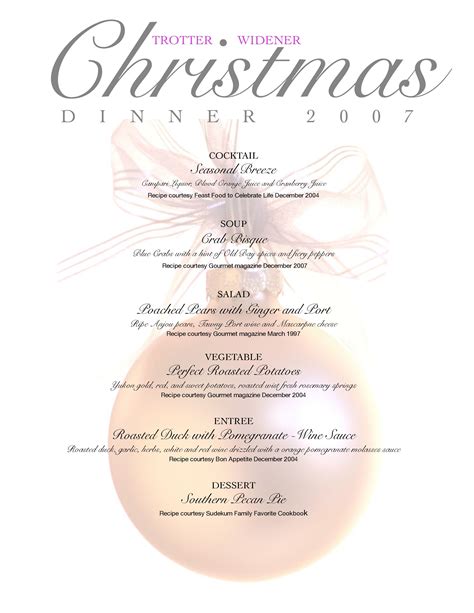 Dr Kay's 2007 Christmas Dinner Menu | Christmas dinner menu, Perfect christmas dinner, Christmas ...