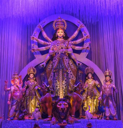 Goddess Durga Face in Happy Durga Puja Subh Navratri Maa Background Stock Image - Image of bless ...