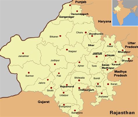 Rajasthan Map, Map of Rajasthan, Rajasthan City Map, Rajasthan Road Map ...