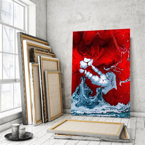 Red Marble Abstract Wall Art Red Abstract Wall Decor Modern | Etsy