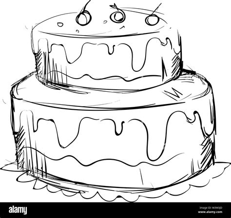 Drawing of a birthday cake, illustration, vector on white background Stock Vector Image & Art ...