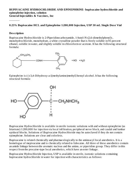 0.25% Bupivacaine HCL and Epinephrine 1:200,000 Injection, USP 30 Ml ...
