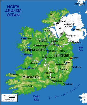 Physical Map of Ireland