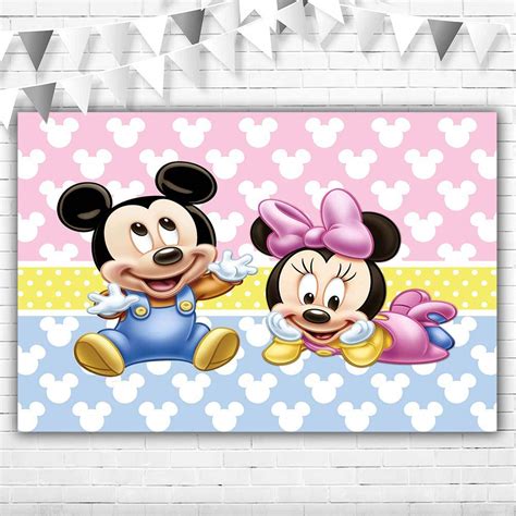 Buy Mickey and Minnie Mouse Gender Reveal Backdrops 5x3 Pink and Blue Backdrop Baby Shower for ...