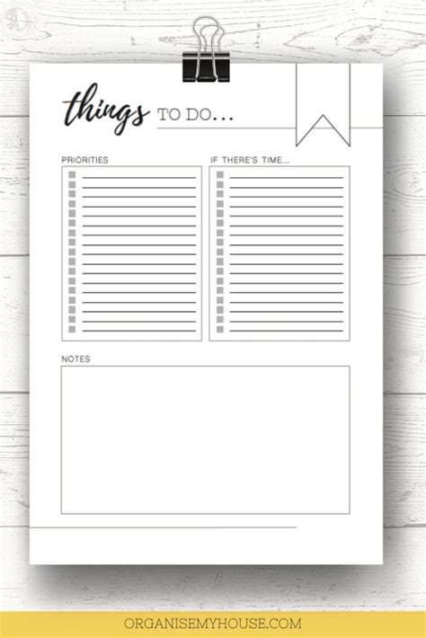 Free Printable TO DO List To Get Life More Organised Now