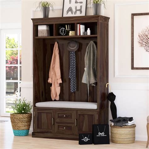 Harrisville Solid Wood 2 Drawer Entryway Hall Tree Bench With Storage