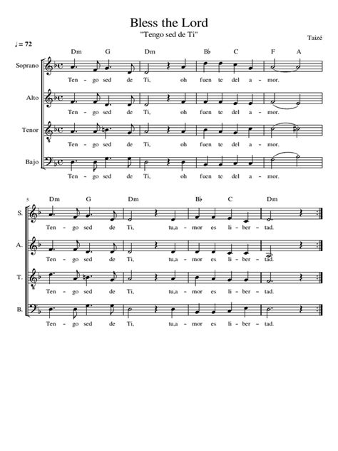 PARTITURA - TAIZÉ Bless the Lord