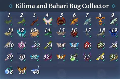 Palia Bug Collector Achievements Check Box