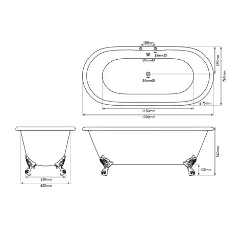 Ashbourne cast iron bath - painted | Roll-top Baths