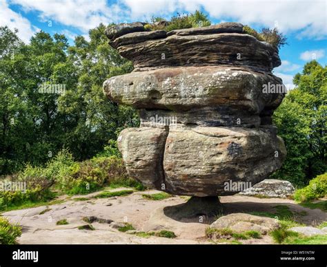 Idol Rock gritstone rock formation at Brimham Rocks near Summerbridge Nidderdale North Yorkshire ...