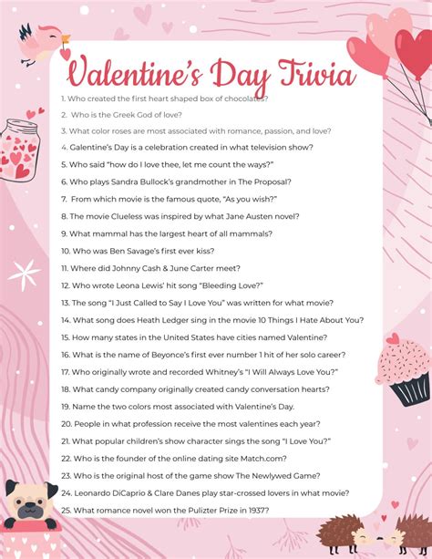 Valentines Day Trivia Questions And Answers Printable - Printable Word Searches