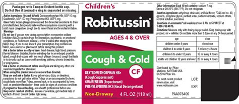 CHILDRENS ROBITUSSIN COUGH AND COLD CF- dextromethorphan hydrobromide ...