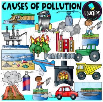 Causes of Pollution Clip Art Set - EARTH DAY {Educlips Clipart} in 2024 | Pollution, Word art ...