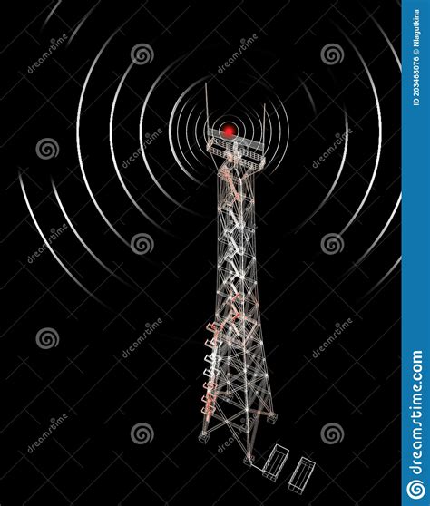 Radar Tower with Waves. 3D-rendering Stock Illustration - Illustration of equipment, coordinates ...