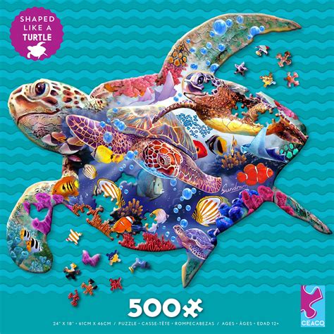 Ceaco – Puzzle Shapes – Turtle – 500 Piece Jigsaw Puzzle