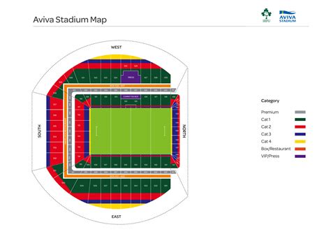 Irish Rugby | Aviva Stadium Map Categories