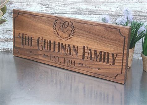 Custom Engraved Family Name Wood Sign Personalized Wooden | Etsy