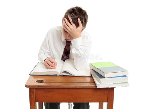 High School Student at Desk Stock Image - Image of learning, homework: 14958487