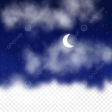 Night Sky Moon Hd Transparent, Beautiful Night Sky With Half Moon ...