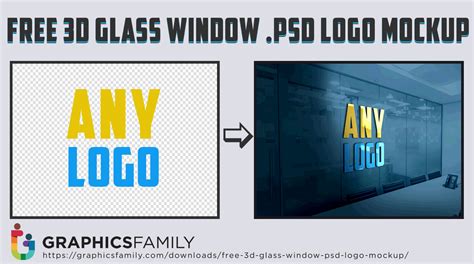 3d glass wall logo mockup psd free download - honeb