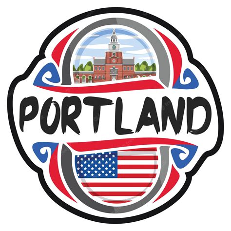 Premium Vector | Portland usa united states flag travel souvenir sticker skyline logo badge ...