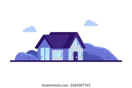 Blue House Vector Illustration Cartoon Style Stock Vector (Royalty Free ...