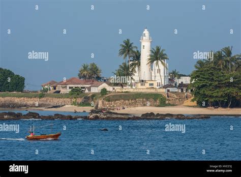 Sri Lanka, Port city of Galle. Coastal view of Galle Lighthouse aka ...