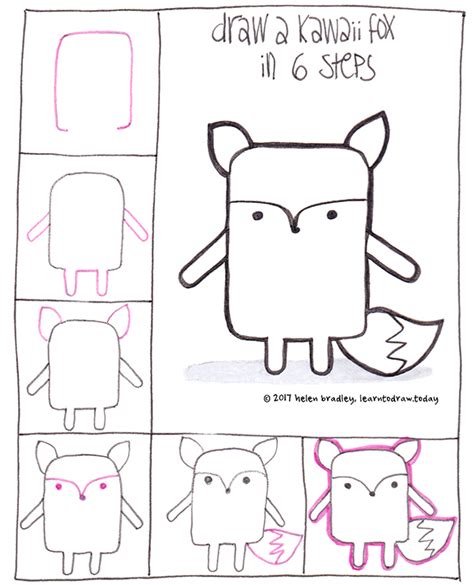 Draw a Kawaii Fox in 6 steps : Learn To Draw