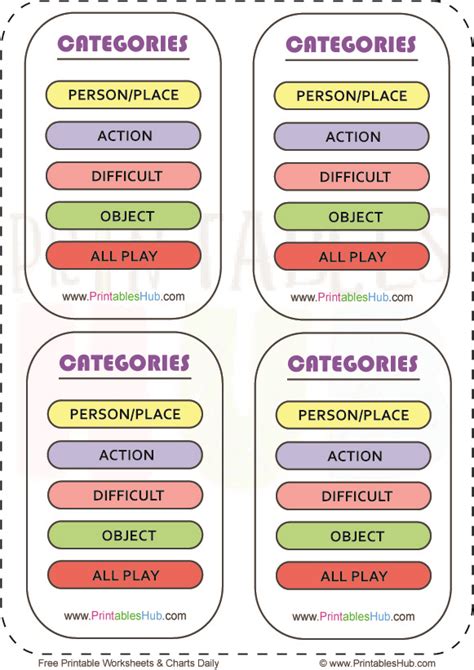 Free Printable Pictionary Words & Category Cards [PDF] - Printables Hub