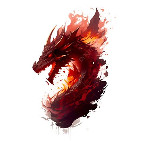 Dark Red Dragon Head With Smooth Fire Splash Effect, Dragon, Red, Fire Splash PNG Transparent ...