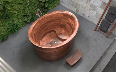 "ᐈ Wood Japanese Soaking Tub Duo ᐈ Aquatica True Ofuro Design - 【 Wooden Ofuro Tab Duo 】 — Best ...