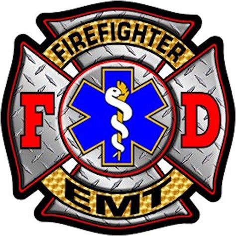 FIREFIGHTER EMT MALTESE CROSS & STAR OF LIFE SYMBOL 12" X 12 ...