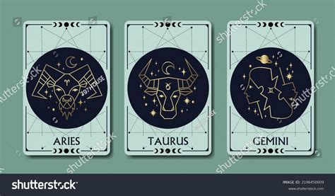 Aries Taurus Gemini Zodiac Symbols Linear Stock Vector (Royalty Free ...