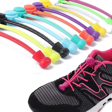 1 Pair Shoelaces Unsiex No Tie Locking Round Shoelaces Elastic Shoelace Sneaks Shoe Laces Fit ...