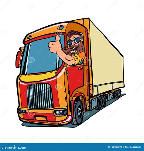 Truck Driver. Man with Beard Thumbs Up Stock Vector - Illustration of ...