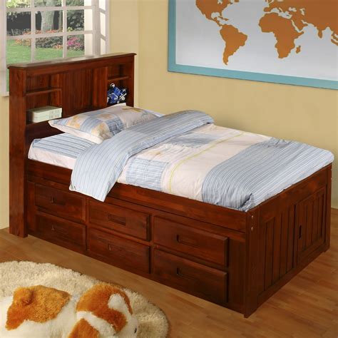 American Furniture Classics Model 2820-BCM, Solid Pine Bookcase Headboard Twin with Six Drawers ...