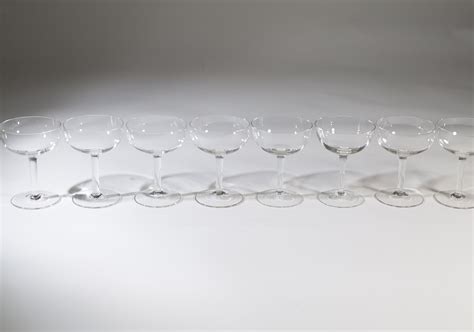 8 Champagne Coupe Crystal Glasses - 4.5oz Mid Century Modern Hollywood ...