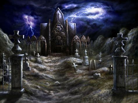 Download Tombstone Lightning Night Storm Graveyard Dark Cemetery Wallpaper