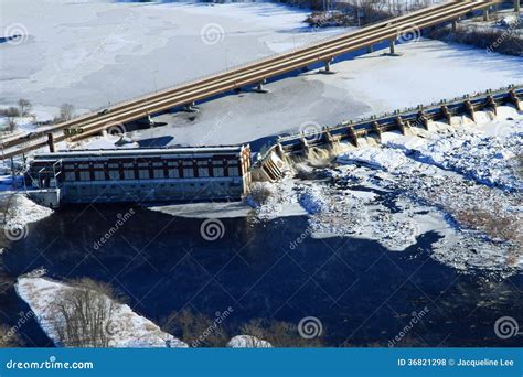 Winter Aerial Hydroelectric Dam Chippewa Falls Wisconsin Stock Photo ...