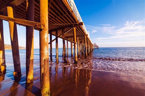 Malibu pier at sunset stock image. Image of long, colorful - 110692635