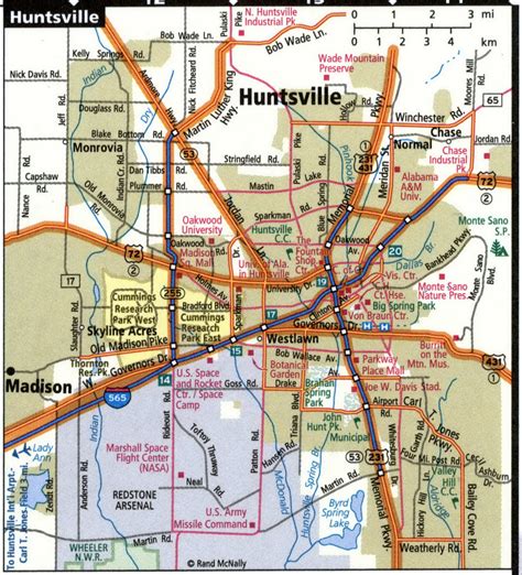 Huntsville city road map for truck drivers toll free highways map - usa