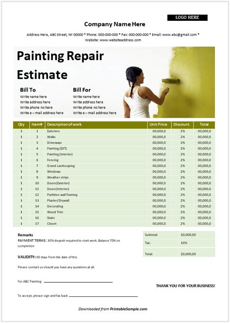 23+ Paint Estimate Template - RannochDaud