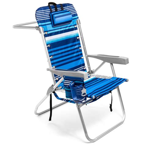 (Tall Chair) Homevative Folding Backpack High Beach Chair, Towel bar ...